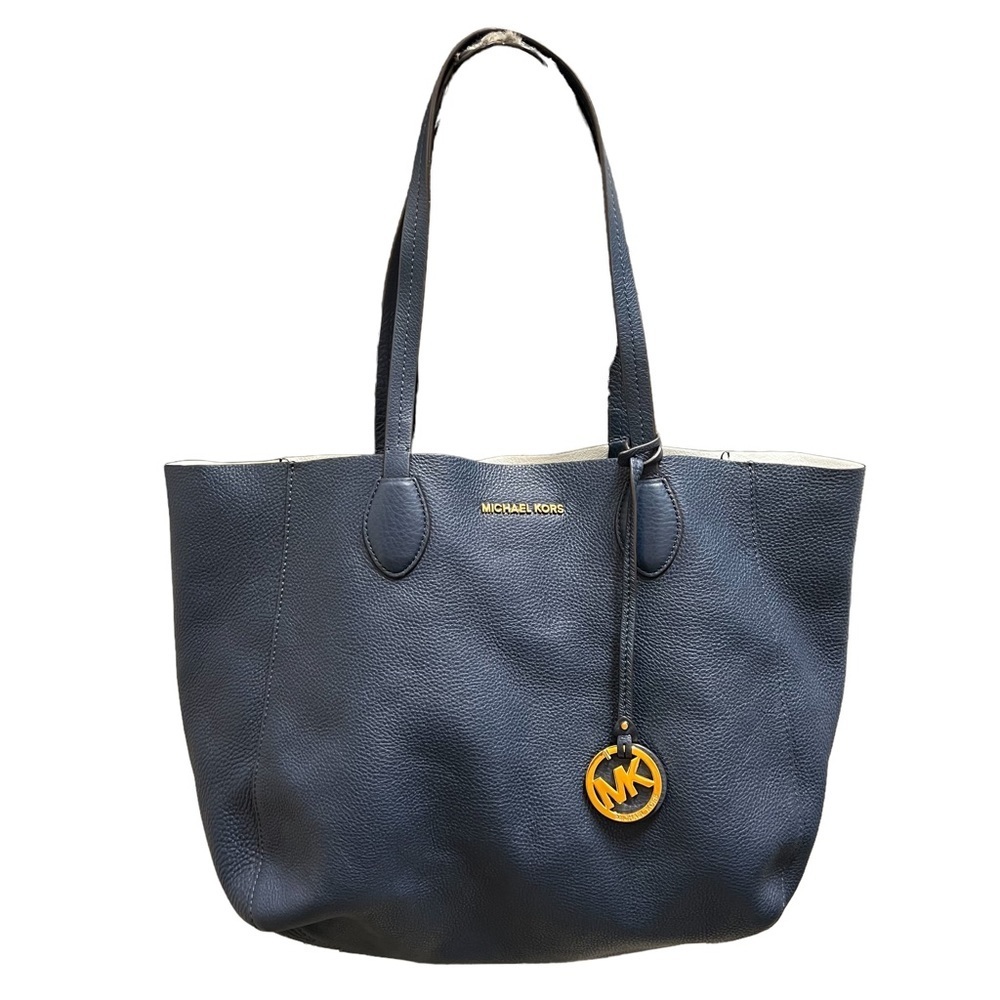 Michael Kors Leather Reversible Large Mae Tote (Navy/White) - Picture 8 of 11